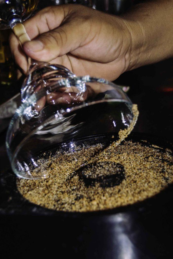 Rimming Margarita Glass with Seasoning 
